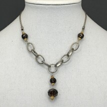 Retired Silpada Sterling Smoky Quartz &amp; Citrine Textured Link Necklace N... - £24.82 GBP