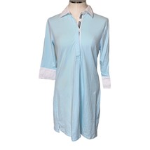 Tyler Boe Preppy Collared Shirt Dress 3/4 Length sleeves Light Blue/Gree... - £25.21 GBP