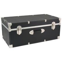 Black Footlocker Trunk Storage Chest Travel Luggage College Dorm Organizer Box - £154.40 GBP