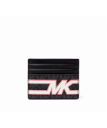 New Michael Kors Cooper Tall Card Case Coated Canvas Black / Pink Multi - £22.18 GBP