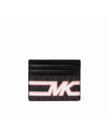 New Michael Kors Cooper Tall Card Case Coated Canvas Black / Pink Multi - £22.38 GBP