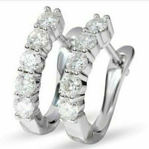 1Ct Rond Imitation Diamant Boucles D&#39;Oreilles Créoles En 14K Plaqué or Blanc - £120.64 GBP