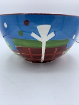 Serving Bowl Ceramic Christmas Holiday Presents Hand Painted Gibson 9&quot; - £7.48 GBP