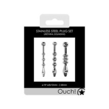 Ouch! Urethral Sounding 3-Piece Stainless Steel Beaded Plug Set 6 mm / 8 mm / 10 - £59.03 GBP
