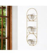 Gold And White Metal 10 Ounce Oval Wall Planter - $5,941.09 MXN