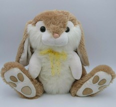 Vintage Easter bunny Rabbit Furry Brown Big Feet w/ Bow Large Walmart Plush 16&quot; - £23.19 GBP