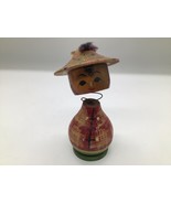 Vintage Hand Painted Wooden Bobblehead Figurine Folk Art Asian Style 4.5... - $295.73 MXN