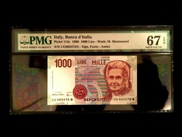 Italy 1000 Lire 1990 Banknote World Paper Money UNC Supreb GEM - PMG Cer... - $55.00