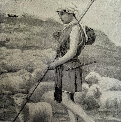 1901 David And His Flock Of Sheep Victorian Plate Print Religion Christi... - $19.99