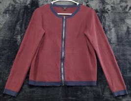 Ann Taylor Cardigan Sweater Womens Medium Maroon Long Casual Sleeve Full Zipper - £17.26 GBP