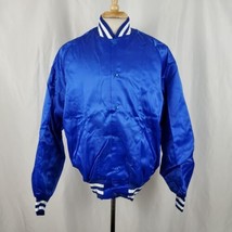 Vintage Don Alleson Bomber Jacket Large Blue Satin Lined Snaps Deadstock... - £31.85 GBP