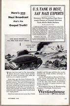 1943 Print Ad Westinghouse Electric Pittsburgh,PA Tanks in Battle - £11.38 GBP