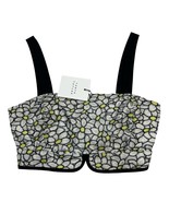 Tanya Taylor Soha Top Womens 2 White Black Embroidered Floral Crop Organza - $126.23 CAD
