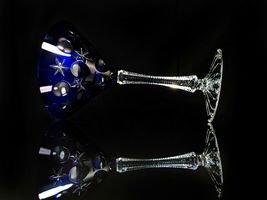 Faberge Cobalt Blue Na Zdorovye Crystal Martini Glass image 12