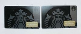 Starbucks Coffee 2014 Gift Card Siren Mermaid Black Logo Zero Balance Set of 2 - £9.04 GBP