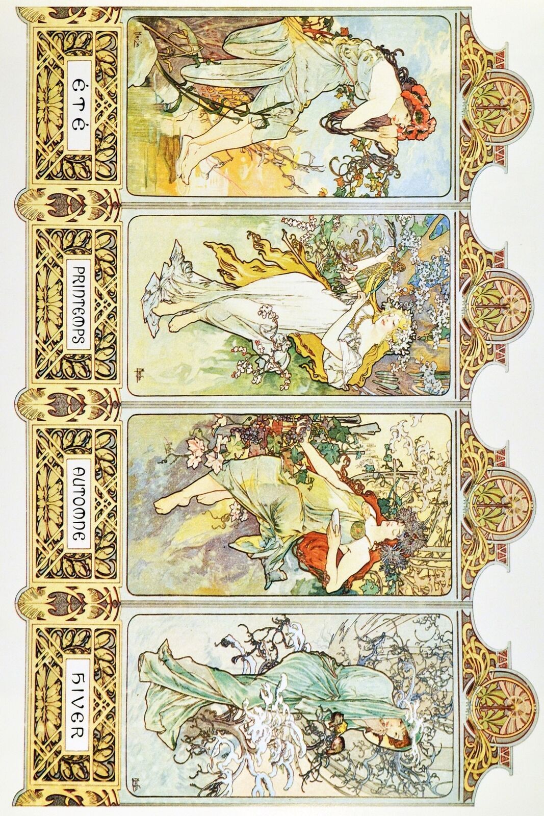 Primary image for Decor Poster.Interior design Art Nouveau.Mucha 4 Seasons Nymphs.6256