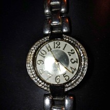 Beautiful vintage Chico&#39;s silver watch with rhinestones around the facing - £21.96 GBP