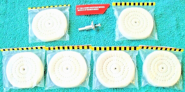 Six pcs 3&quot; Full Sewn Polishing Buffing Wheel w/1/4&quot; Arbor and 1 Metal Mandrel - £33.35 GBP