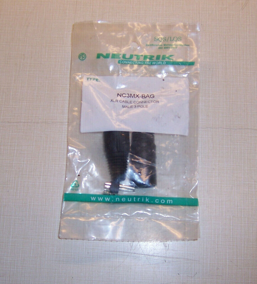 Neutrik NC3MX-B 3-Pin XLR Male Cable Connector w/ Gold Contacts - Sealed... - $2.17