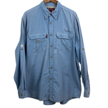 Dri-Duck Shirt Mens L Blue Vented Long Tabbed Sleeve Button Down Hunting... - £14.40 GBP