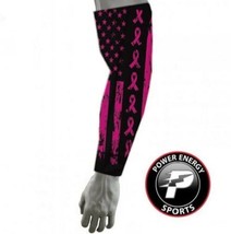 Pink Ribbon Breast Cancer Compression Baseball Football Shooter Arm Sleeve  - £7.17 GBP