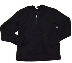Men Medium Basic Black Heavy Cotton Quarter Zip Crewneck Pullover Sweatshirt NEW - £14.04 GBP