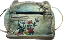 Anuschka Handbag / Shoulder Bag / Purse Handpainted Flowers Butterflies - £77.85 GBP