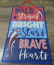 &quot;Bold Stripes, Bright Star, Brave Hearts. Wall Decor Glitter. Wall Hanging - £9.37 GBP