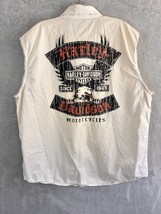 Harley Davidson Cut Off Sleeve Button snap Up Shirt Mens XL White Eagle - $22.99