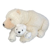 Vintage 1999 Discovery Channel White Polar Bear &amp; Cub 20” Plush Stuffed Animal - £39.31 GBP