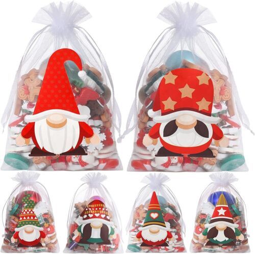 Christmas Organza Gift Bags Jewelry Drawstring Sack Sheer Party Favors G... - $6.67