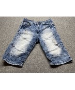 GS115 Medium Wash Denim Blue Distressed Jean Shorts Men&#39;s Size 32 KG JD - $9.89