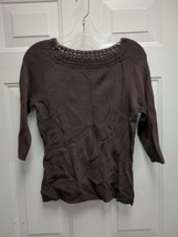 Linda Matthews Top Women&#39;s Size S. Brown 3/4 Sleeves - £7.90 GBP