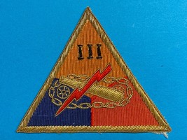 POST WWII, U.S. ARMY, OCCUPATION PERIOD, III ARMORED CORPS, BULLION, PATCH - £26.32 GBP