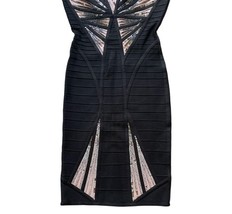 Herve Leger XS Black Bandage Sequin Embellished Bodycon Dress 35" Glam Party image 3