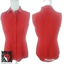 Anne Klein Women&#39;s Pinot Button Up Top Rounded Collar Red Size 2 NEW - £16.91 GBP