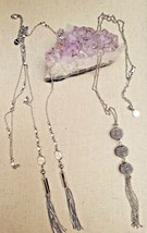 Chico&#39;s Lot 2 Tassel Necklaces Silver Tone Triple Ball Charm and Crystal... - £18.99 GBP
