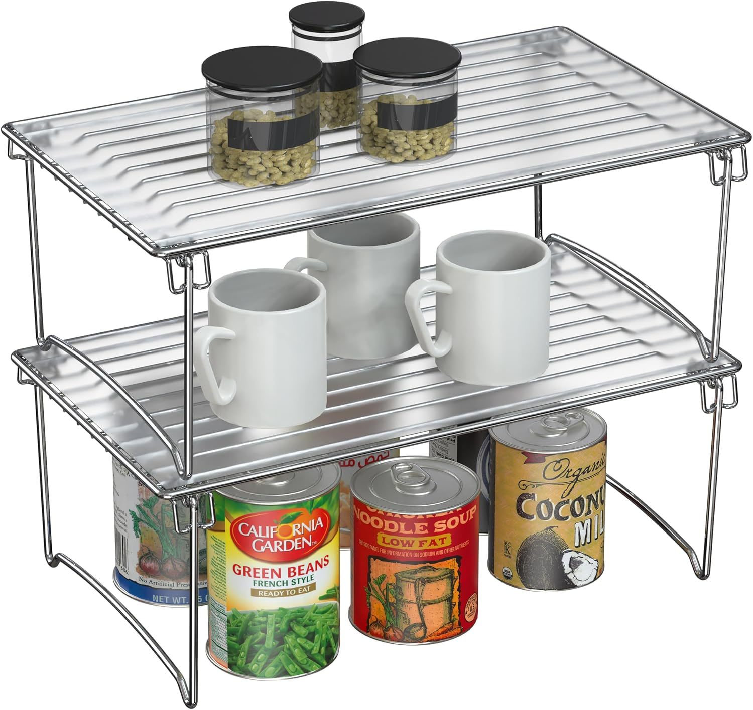 Deco Brothers Stackable Cabinet Shelf Organizer, 2 Pack, Chrome - $37.99