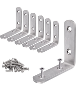 6PCS 65x65mm L Bracket Corner Brace Stainless Steel 90° w/ Screws - $282.86 MXN