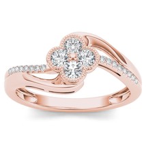 0.33 Ct 10K Rose Gold Natural Round Cut Diamond Engagement Ring - £381.61 GBP