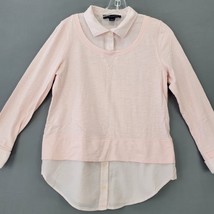 Tommy Hilfiger Women Shirt Size S Pink Preppy Layered 3/4 Sleeves Button Collar - £9.90 GBP
