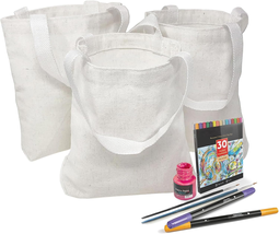 12 DIY Blank Mini White Canvas Tote Bags 2&quot;X11&quot;X8&quot; - Bulk Bags - $923.26 MXN
