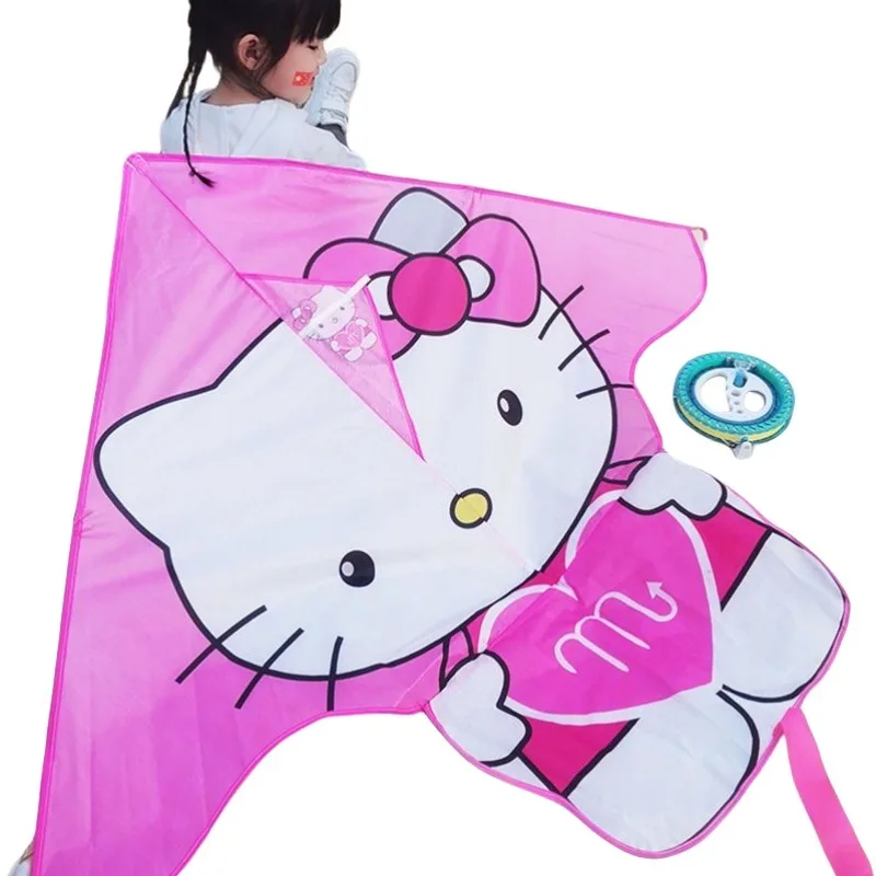 New Hello Kitty Cartoon Triangle Long Tail Easy to Fly Kite Creative Kawaii - $16.12 - $19.48