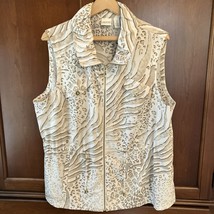 Chico&#39;s Zenergy Animal Print Athleisure Vest Neutral Gold Casual Size 3 XL - $27.72