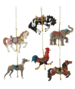 KURT ADLER 4.75&quot; SET OF 6 CAROUSEL HORSE &amp; ANIMAL CHRISTMAS ORNAMENT SET... - $2,088.24 MXN