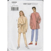 Very Easy Vogue 9334 Loose Bathrobe Jacket, Wrap Jacket, Tapered Pants P... - $19.59