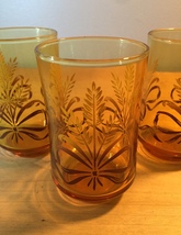 Vintage 70s Libbey Golden Wheat amber juice glasses- set of 3