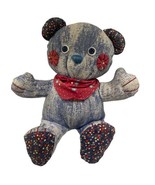 RUSS BERRIE Denim Jean Blue Floral Garden 9&quot; Teddy Bear Bandana #1477 VI... - $11.84 CAD