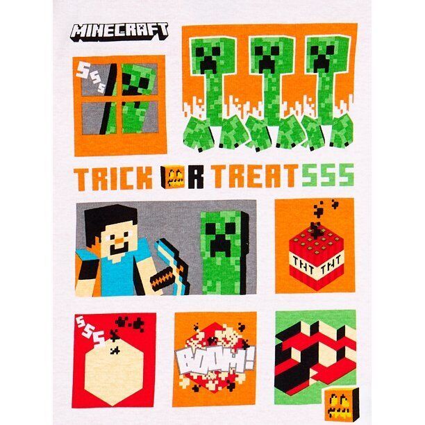 Minecraft Little Boys Halloween 2-Piece Pajamas Set, Orange Size 6 Item image 2