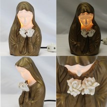 Mother Virgin Mary Madonna Holding Rose Lamp Night Light Vintage - £28.11 GBP